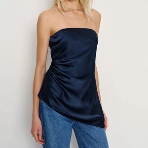 Reformation Quinley Silk Top Blue - Size M